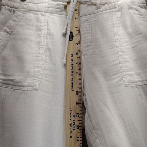 Old Navy Women's Ivory Drawstring Linen Blend Cuffed Pants Size M Coastal - Picture 5 of 10